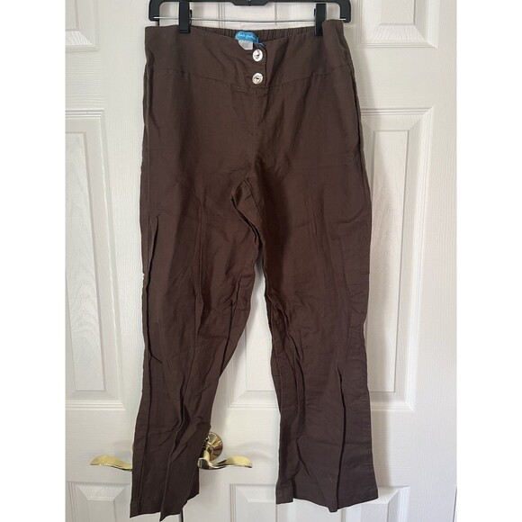 Fresh Produce Brown Beach Linen Blend Pants Women Size Medium - Picture 1 of 6